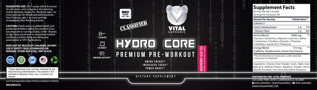 Hydro Core Pre Workout - Raspberry Iced Tea